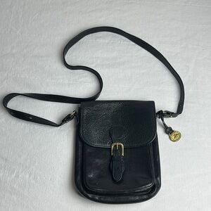 Brahmin Black Leather Bag with Gold Charm